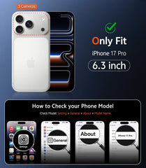 FNTCASE for iPhone 17 Pro Case: Clear Anti Yellowing Magnetic Military Grade Drop Protection Cell Phone Cover - Rugged Shockproof Protective Bumper Transparent
