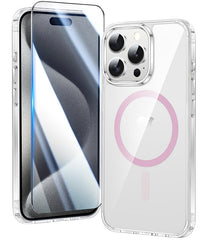Transparente Hülle für iPhone 15 Pro Max: Magnetisches Laden, vergilbungsfrei, stoßfest, Magsafe-Unterstützung