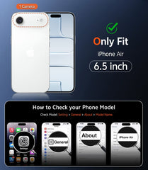 FNTCASE for iPhone 17 Air 6.5 inch Clear Case: Wireless Charging Anti Yellowing Shockproof Phone Case