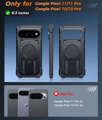 Google Pixel 11/ 11 Pro Magnetic Rugged Translucent Case Featuring Ring Kickstand Military Grade Protection