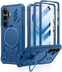 Magnetic Kickstand Case for Samsung Galaxy S26 6.3”, Military Grade Protective Cover with Built-in Screen Protector & 2 Front Frames