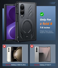 Samsung Galaxy Z Fold 8 with Hinge Protection Magnetic Rugged Case Featuring Ring Kickstand Military Grade Protection