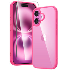 FNTCASE iPhone 16 6.1インチケース: マットクリアミリタリーグレード落下保護電話カバー