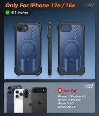 iPhone 17E Magnetic Rugged Case Featuring Ring Kickstand Military Grade Protection
