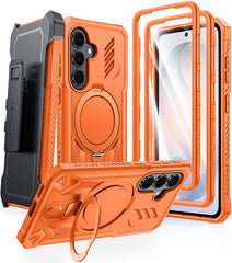 Samsung Galaxy S26 Case, Military Grade Rugged Protection: Magnetic Ring Kickstand with Belt-Clip Holster, 2 Front Frames, Built-in Screen Protector