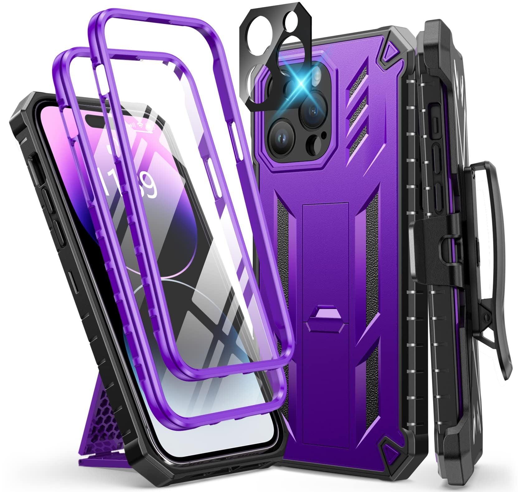 iPhone 14 Pro Max with Belt Clip Shell Purple FNTCASE