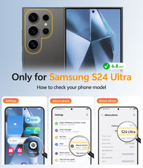 Samsung Galaxy S24 Ultra Phone Case: Magnetic Translucent Matte Shockproof Slim Phone Cover - Military Grade Drop Proof Hard Back Anti-Fingerprint Protective Case