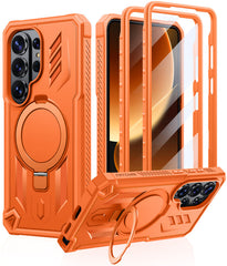 Magnetic Kickstand Case for Samsung Galaxy S26 Ultra 6.9”, Military Grade Protective Cover with Built-in Screen Protector & 2 Front Frames