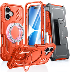 FNTCASE for iPhone 17 Case with Ring Holder Magnetic Kickstand Military Grade Shockproof Protective Rugged Cell Phone Cover with Belt Clip Holster