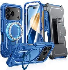FNTCASE for iPhone 17 Pro Case with Ring Holder Magnetic Kickstand Military Grade Shockproof Protective Rugged Cell Phone Cover with Belt Clip Holster
