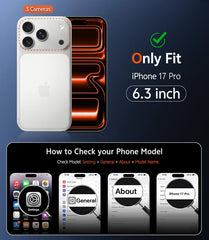 iPhone 17 Pro Phone Case: Clear Anti Yellowing Magnetic Military Grade Drop Protection Cell Phone Cover - Rugged Shockproof Protective Bumper Transparent