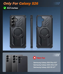 Samsung S26 Magnetic Rugged Case Featuring Ring Kickstand Military Grade Protection