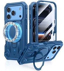 iPhone 18 Pro Case with Ring Holder Magnetic Kickstand Military Grade Shockproof Protective Rugged Cell Phone Cover
