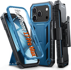 FNTCASE for iPhone 17 Pro Max Case: Military Grade Rugged Cell Phone Cover with Kickstand and Belt Clip Holster