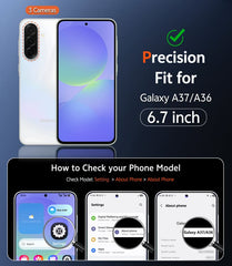 Samsung A37/A36/A56 Phone Case: Magnetic Translucent Matte Shockproof Slim Phone Cover - Military Grade Drop Proof Hard Back Anti-Fingerprint Protective Case
