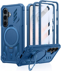 Magnetic Kickstand Case for Samsung Galaxy S26 6.3”, Military Grade Protective Cover with Built-in Screen Protector & 2 Front Frames