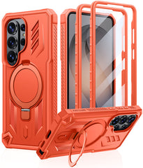 Magnetic Kickstand Case for Samsung Galaxy S26 Ultra 6.9”, Military Grade Protective Cover with Built-in Screen Protector & 2 Front Frames