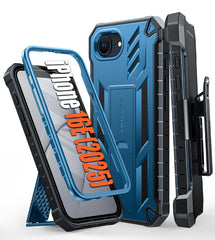 FNTCASE iPhone 16E Phone Case: Rugged Protective Phone Case with Belt Clip Holster and Kickstand