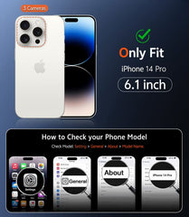 FNTCASE for iPhone 14 Pro Case: Clear Anti Yellowing Magnetic Military Grade Drop Protection Cell Phone Cover - Rugged Shockproof Protective Bumper Transparent