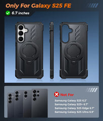 Samsung Galaxy S25 FE Magnetic Rugged Case Featuring Ring Kickstand Military Grade Protection