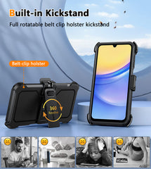 FNTCASE for Galaxy A15 5G Case: Dual Layer Military Grade Drop Protection Phone Cover with Belt-Clip Holster | Rugged Durable Heavy Duty Shockproof Protective Bumper Tough