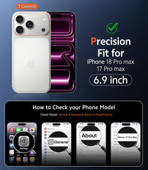 iPhone 18 Pro Max Case: Clear Anti Yellowing Magnetic Military Grade Drop Protection Cell Phone Cover - Rugged Shockproof Protective Bumper Transparent
