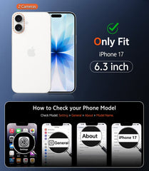 FNTCASE for iPhone 17 6.3 inch Clear Case: Wireless Charging Anti Yellowing Shockproof Phone Case