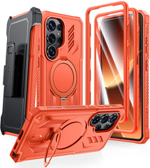 Samsung Galaxy S26 Ultra Case, Military Grade Rugged Protection: Magnetic Ring Kickstand with Belt-Clip Holster, 2 Front Frames, Built-in Screen Protector