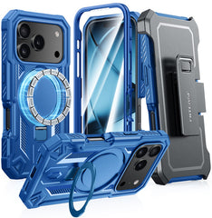 FNTCASE for iPhone 17 Pro Max Case with Ring Holder Magnetic Kickstand Military Grade Shockproof Protective Rugged Cell Phone Cover with Belt Clip Holster