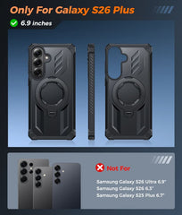 Samsung S26 Plus Magnetic Rugged Case Featuring Ring Kickstand Military Grade Protection