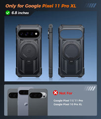 Google Pixel 11 Pro XL Magnetic Rugged Translucent Case Featuring 360 Ring Kickstand Military Grade Protection