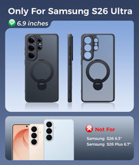 Samsung Galaxy S26 Ultra Case: 360° Spin Magnetic Stand, MagSafe, Screen Protector, Translucent Matte Military Grade Shockproof Full Camera Protective Phone Cover