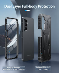 FNTCASE For Samsung Galaxy A26 6.64 inch Phone Case: Military Grade Shockproof with Built-in Screen Protector and Kickstand