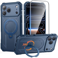 iPhone 17 Pro Max Magnetic Rugged Case Featuring Ring Kickstand Military Grade Protection
