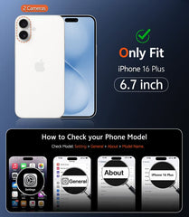 FNTCASE for iPhone 16 Plus Case: Clear Anti Yellowing Magnetic Military Grade Drop Protection Cell Phone Cover - Rugged Shockproof Protective Bumper Transparent