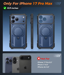 iPhone 17 Pro Max Magnetic Rugged Case Featuring Ring Kickstand Military Grade Protection