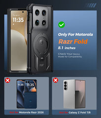Motorola Razr Fold Magnetic Rugged Case Featuring Ring Kickstand Military Grade Protection with Belt Clip