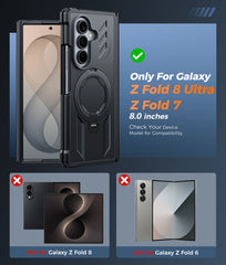 Samsung Galaxy Z Fold 8 Ultra/Z Fold 7 Magnetic Rugged Case Featuring Ring Kickstand Military Grade Protection