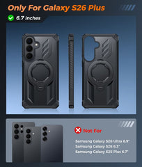 Samsung S26 Plus Magnetic Rugged Case Featuring Ring Kickstand Military Grade Protection