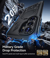 Magnetic Kickstand Case for Samsung Galaxy S26 Ultra 6.9”, Military Grade Protective Cover with Built-in Screen Protector & 2 Front Frames