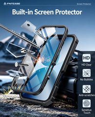 FNTCASE for iPhone 17 Case: Military Grade Rugged Cell Phone Cover with Kickstand and Belt Clip Holster