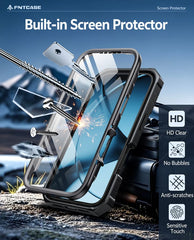 FNTCASE for iPhone 17 Pro Max Case: Military Grade Rugged Cell Phone Cover with Kickstand and Belt Clip Holster