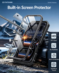 FNTCASE für iPhone 17 Pro Max Hülle: Robuste Handyhülle in Militärqualität mit Ständer und Gürtelclip-Holster 