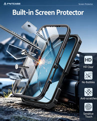 FNTCASE For iPhone 17 Pro Max 6.9 inch Phone Case: Military Grade Shockproof with Built-in Screen Protector and Kickstand
