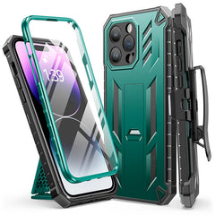 iPhone 14 Pro Max 6.7 inches TPU Bumper Matte Textured Phone Cover with Built-in Kickstand and Belt Clip Holster