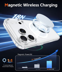 FNTCASE For iPhone 17 Pro 6.3 inch Clear Case: Magnetic Charging Shockproof Magsafe Support