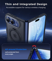iPhone Ultra 2026 Case: 360° Spin Magnetic Stand Translucent Matte Military Grade Shockproof