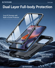 FNTCASE For Motorola Moto G 5G 2026 Phone Case: Military Grade Shockproof with Built-in Screen Protector and Kickstand