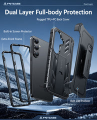 Samsung Galaxy S26 Case with Belt Clip Holster and Kickstand Military-Grade Protection Includes 2 Front Frames and a Built-in Screen Protector
