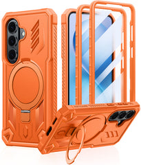 Magnetic Kickstand Case for Samsung Galaxy S26 6.3”, Military Grade Protective Cover with Built-in Screen Protector & 2 Front Frames